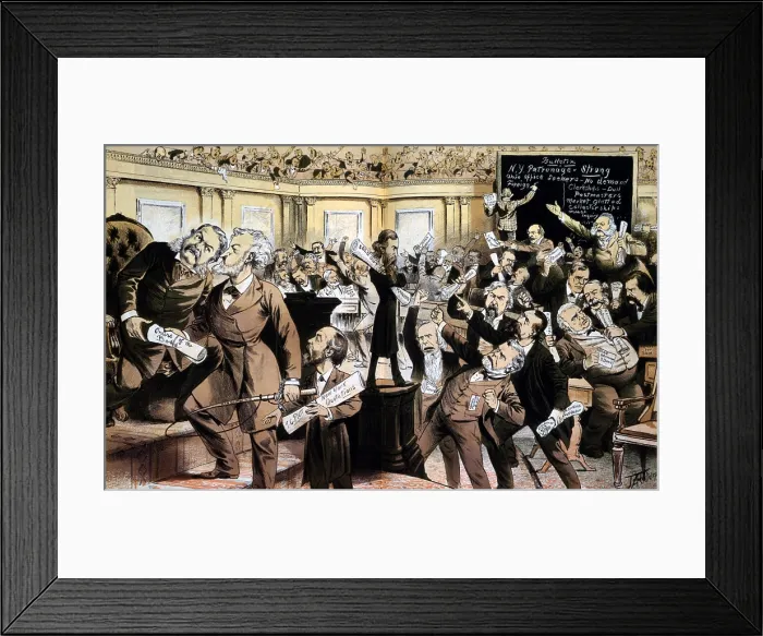 Framed Print : This is not the New York Stock Exchange, it is the patronage exchange, called U.S. Senate'. Print satirizing the machine politics of the Gilded Age