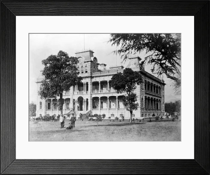 Framed Print : Iolani Palace, Honolulu, Hawaii. Residence of the last two royal rulers of Hawaii. Later served as the capitol of Hawaii. ca. 1880