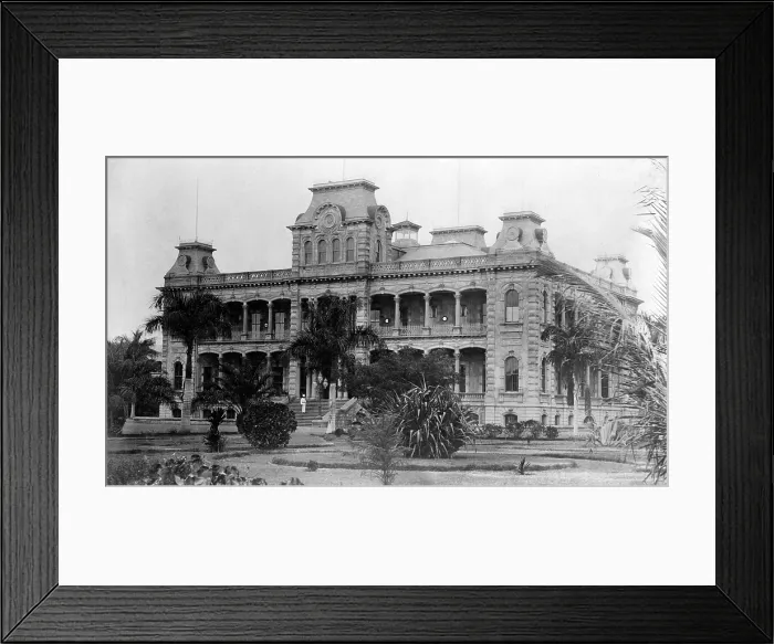Framed Print : Iolani Palace, Honolulu, Hawaii. Residence of the last two royal rulers of Hawaii. Later served as the capitol of Hawaii. ca. 1890