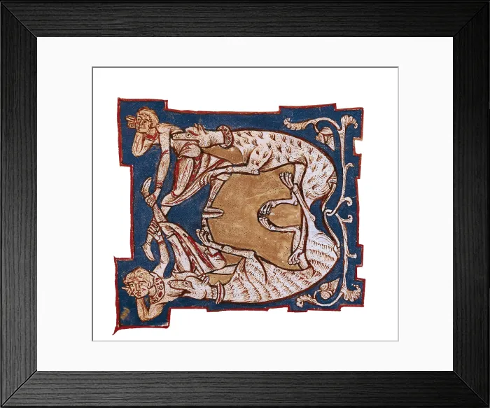 Framed Print : Illuminated initial. 12th c. It belongs to a copy of the work by St. Augustine of Hippo 'The City of God' (De civitate Dei libri XXII)413 - 426 Framed Print : Illuminated initial. 12th c. It belongs to a copy of the work by St. Augustine of Hippo 'The City of God' (De civitate Dei libri XXII)413 - 426