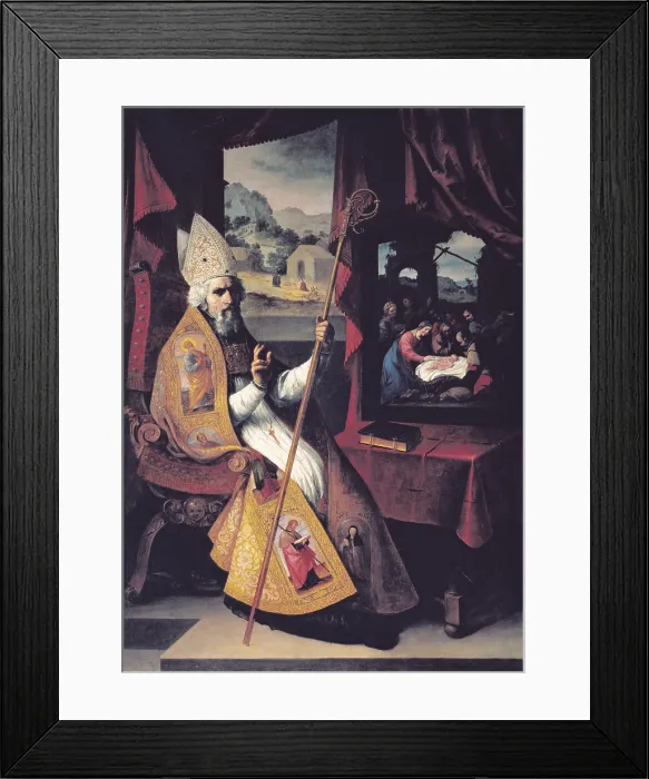 Framed Print : ZURBARAN, Francisco de (1598-1664). Saint Nicholas of Myra. 17th c. SPAIN. Guadalupe. Royal Monastery of Our Lady of Guadalupe. Painting of the choir of the monastery. Painting Framed Print : ZURBARAN, Francisco de (1598-1664). Saint Nicholas of Myra. 17th c. SPAIN. Guadalupe. Royal Monastery of Our Lady of Guadalupe. Painting of the choir of the monastery. Painting