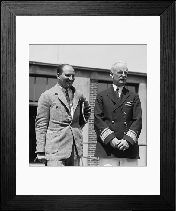 Framed Print : Anthony Herman Gerard Fokker (1890-1939), Dutch aviation Pioneer, provided planes for US Army Air Force after WW I. He is with Admiral William Moffett (1869-1933)
