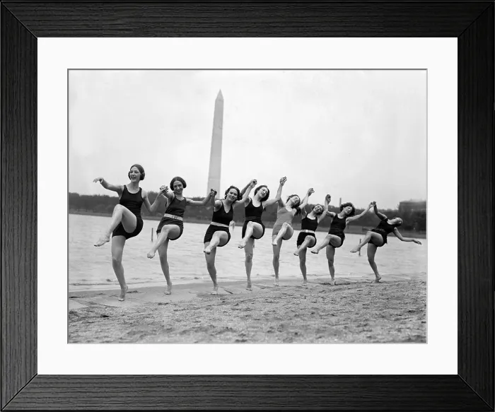Framed Print : Marion Morgan dancers on a Washington, D.C. Beach in 1923. They popular vaudeville troop performed ballets based on classical legends