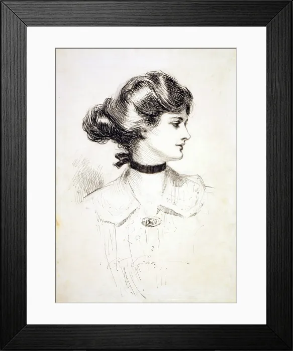 Framed Print : 1909 drawing by Charles Dana Gibson (1867-1944), 'A Daughter of the South, ' shows a classic Gibson Girl