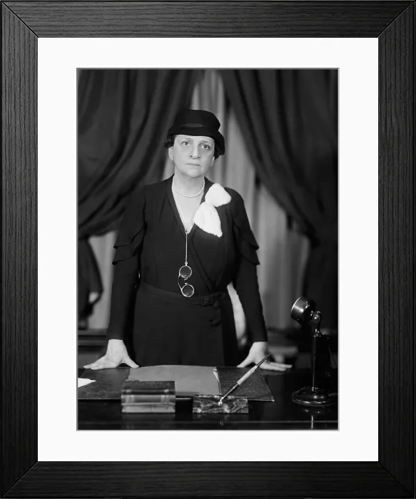 Framed Print : Labor Sec. Francis Perkins standing at her desk. Ca. 1937. She helped pull the labor movement into alliance with the New Deal and the Democratic Party. (BSLOC_2013_6_130) Framed Print : Labor Sec. Francis Perkins standing at her desk. Ca. 1937. She helped pull the labor movement into alliance with the New Deal and the Democratic Party. (BSLOC_2013_6_130)