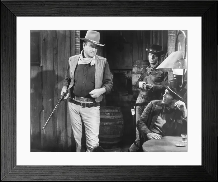 Framed Print : EL DORADO, from left: John Wayne, James Caan, Christopher George, 1966