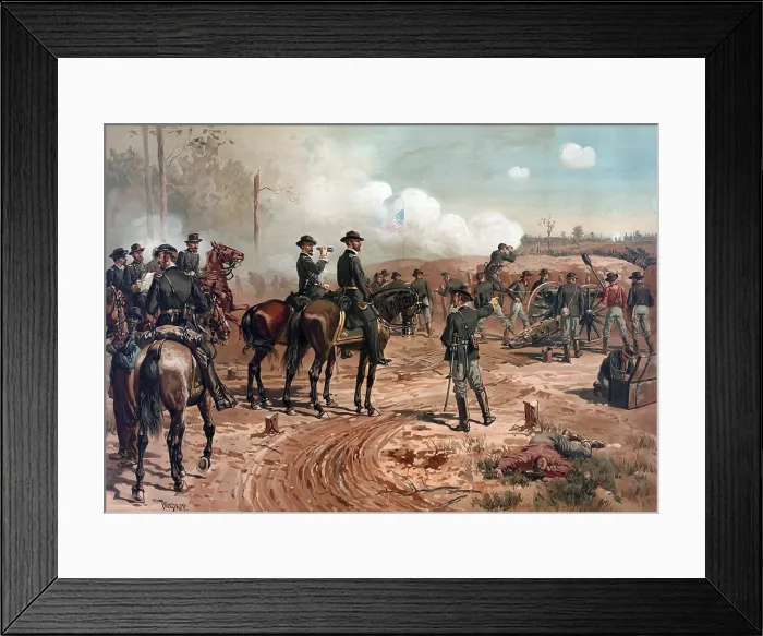 Framed Print : The Civil War. The battle Siege of Atlanta. Chromolithograph by Thulstrup de Thure, 1888