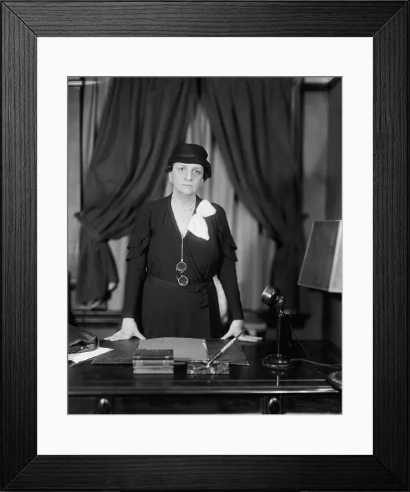 Framed Print : Labor Sec. Francis Perkins standing at her desk. Ca. 1937. She was the first woman appointed to the U.S. Cabinet. As a loyal supporter of her friend, Franklin D Framed Print : Labor Sec. Francis Perkins standing at her desk. Ca. 1937. She was the first woman appointed to the U.S. Cabinet. As a loyal supporter of her friend, Franklin D