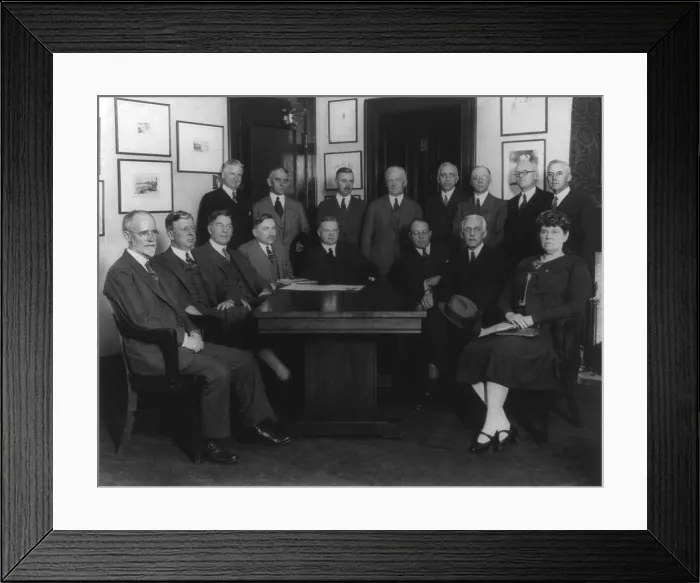 Framed Print : Members of President Calvin Coolidge's cabinet (Hoover, Davis, Wilbur & Mellon), American Red Cross members