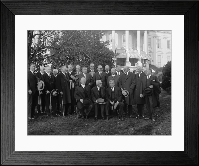 Framed Print : Andrew Mellon (1855-1937), Secretary of the Treasury (seated, center) with the Advisory Council Federal Reserve Board shortly after the 1929 stock market crash