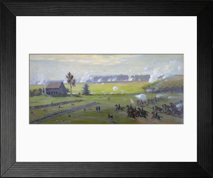 Framed Print : The Civil War. The battle of Gettysburg. Oil painting by Edwin Forbes. 1870-1890