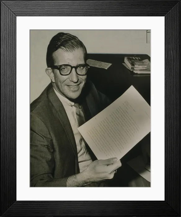 Framed Print : Albert Shanker (1928-1997), leader of the New York City teachers union, threatened to strike during contract negotiations, holding a report issued by mediators in 1965