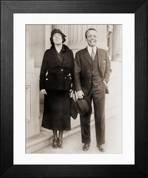 Framed Print : Alice Roosevelt Longworth (1884-1980), and her brother Theodore Roosevelt Jr. (1887-1944), share a joyful laugh in 1932