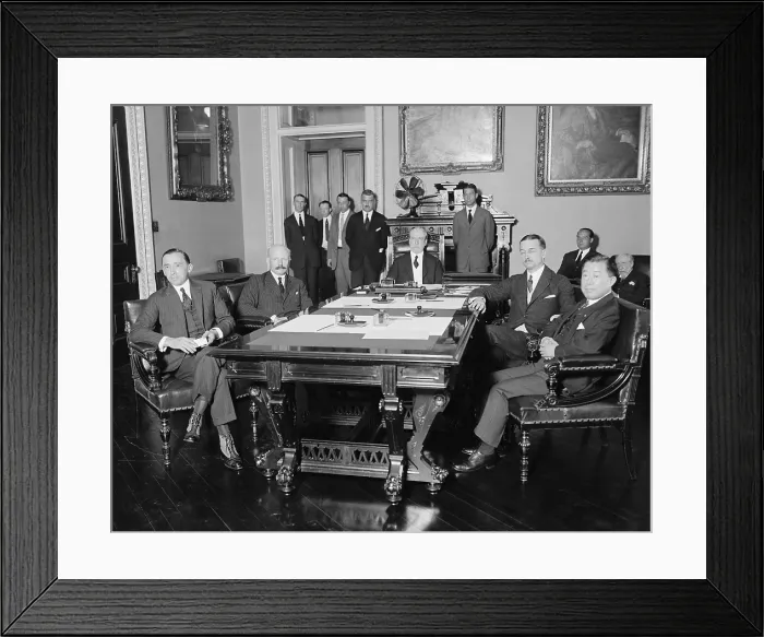 Framed Print : Meeting between U.S. and Japanese diplomats after the signing of the Five-Power Naval Limitation Treaty of 1922
