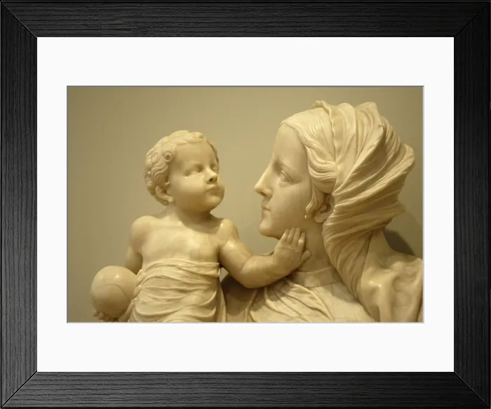 Framed Print : Detail of the Virgin and child. Sculpture by Felipe Vigarny. Renaissance art. Sculpture. SPAIN. Valladolid. National Museum of Sculpture
