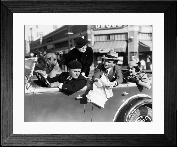 Framed Print : SIX OF A KIND, Charles Ruggles (at steering wheel), Mary boland (leaning over), George Burns (with road map), Gracie Allen (rear), 1934 Framed Print : SIX OF A KIND, Charles Ruggles (at steering wheel), Mary boland (leaning over), George Burns (with road map), Gracie Allen (rear), 1934
