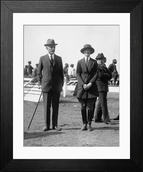Framed Print : Andrew Mellon with his 21 year old daughter, Alisa, at an equestrian event near Washington, D.C. 1922