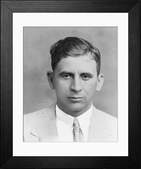 Framed Print : Meyer Lansky (1902-1983), in 1949 mugshot. He was known as the banker to the mob and built gambling resorts in the Caribbean and Las Vegas Framed Print : Meyer Lansky (1902-1983), in 1949 mugshot. He was known as the banker to the mob and built gambling resorts in the Caribbean and Las Vegas