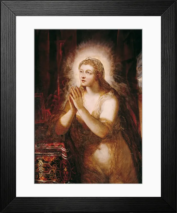 Framed Print : TINTORETTO, Jacopo Robusti, called Il (1518-1594). The Magdalene. 16th c. Detail. Mannerism art. Oil on canvas. SPAIN. San Lorenzo de El Escorial