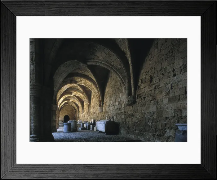 Framed Print : Knights Hospital. 1440-1489. GREECE. DODECANESE. Rhodes. Courtyard archesnow Archaeological Museum. Gothic art. Architecture. AISA / Everett Collection (15938)**US SALES ONLY**