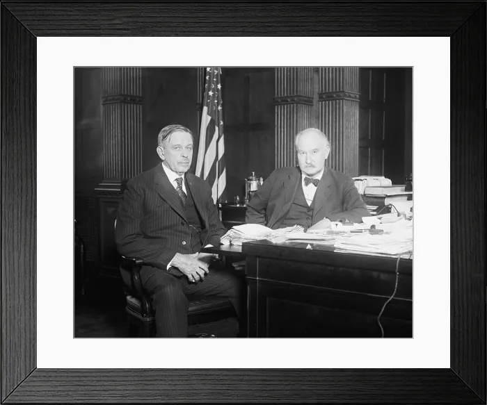 Framed Print : Albert B. Fall (1861-1944), Secretary of the Interior in the Harding Administration with his successor, Hubert Work (1860-1942) Framed Print : Albert B. Fall (1861-1944), Secretary of the Interior in the Harding Administration with his successor, Hubert Work (1860-1942)