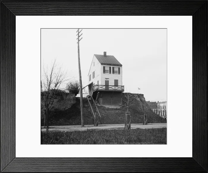 Framed Print : Old house, precariously perched above street in Washington, D.C. 1919