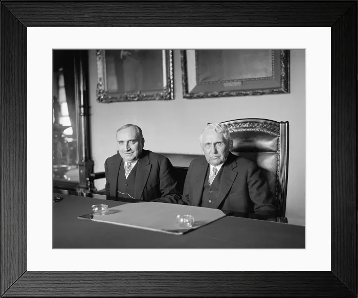 Framed Print : French writer and diplomat, Paul Claudel (1868-1955) with U.S. Secretary of State Frank Kellogg (1856-1937), meeting in Washington 1927