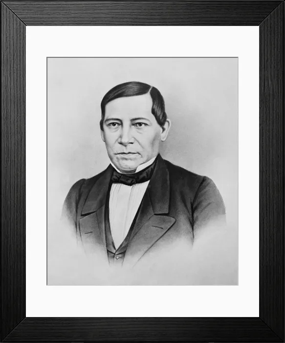 Framed Print : Benito Juarez, (1806-1872), Mexican president from 1858 through 1872, was a Zapotec Amerindian and the first full-blooded indigenous national to serve as President of Mexico. Ca
