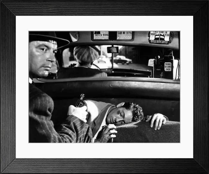 Framed Print : SIDE STREET, from left, James Craig, Harry Bellaver (driver), Farley Granger, 1950 Framed Print : SIDE STREET, from left, James Craig, Harry Bellaver (driver), Farley Granger, 1950