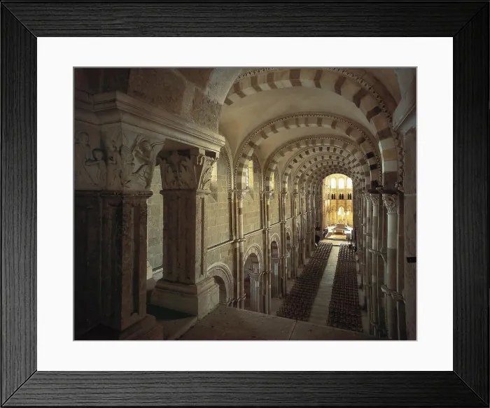 Framed Print : Basilica of St Mary Magdalen. FRANCE. BURGUNDY. YONNE. Vezelay. Basilica of Sainte Magdalene. Central nave, in romanesque style (10th c.) Framed Print : Basilica of St Mary Magdalen. FRANCE. BURGUNDY. YONNE. Vezelay. Basilica of Sainte Magdalene. Central nave, in romanesque style (10th c.)