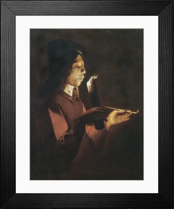 Framed Print : LA TOUR, Georges de (1593-1652). The Young Smoker. 1646. Baroque art. Oil on canvas. JAPAN. Tokyo. Tokyo Fuji Art Museum