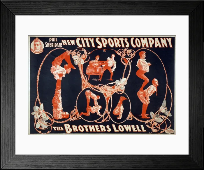 Framed Print : Vaudeville troupes often included acrobatic acts, such as that of the Brothers Lowell. 1899 Framed Print : Vaudeville troupes often included acrobatic acts, such as that of the Brothers Lowell. 1899