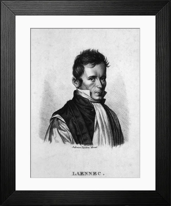Framed Print : Rene Laennec (1781-1826), French physician and inventor of the stethoscope. He developed methods of medical diagnosis from heart and lung sounds heard through the stethoscope