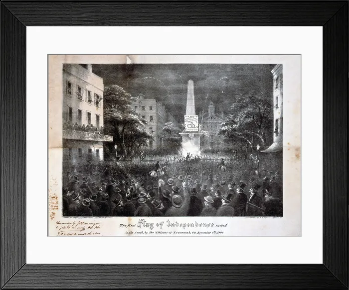 Framed Print : The Civil War, The first flag of independence raised in the South, by the citizens of Savannah, Ga. November 8th, 1860