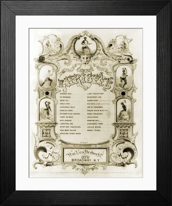 Framed Print : Sheet music cover advertising the songs of the Christy Minstrels Framed Print : Sheet music cover advertising the songs of the Christy Minstrels
