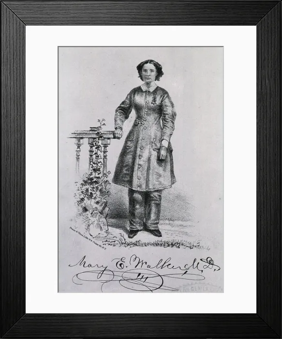 Framed Print : Dr. Mary Edwards Walker (1832-1919), female surgeon, wearing the Medal of Honor she was awarded the medal in November 1865 for her service in the U.S. Civil War (1861-1865)