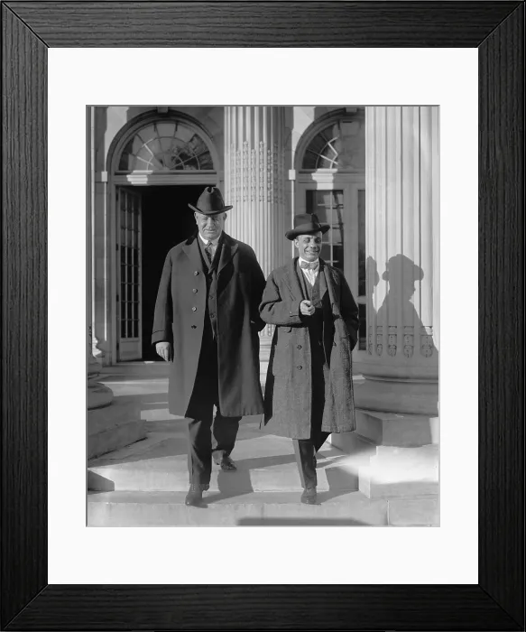 Framed Print : Navy Secretary Edwin Denby with Assistant Secretary Theodore Roosevelt Jr. leaving Budget meeting in February 1922 Framed Print : Navy Secretary Edwin Denby with Assistant Secretary Theodore Roosevelt Jr. leaving Budget meeting in February 1922