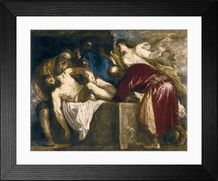Framed Print : TTITIA, Tiziano Vecello, also called (1490-1576). The Entombment of Christ. 1559. Renaissance art. Cinquecento. Oil on canvas. SPAIN. Madrid. Prado Museum
