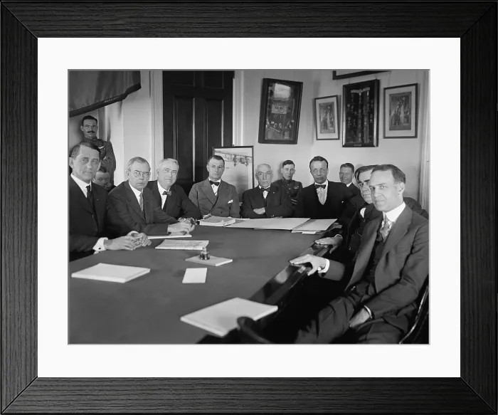 Framed Print : General Billy Mitchell, pioneering aviation advocate (4th from left, in light jacket) and Former Assistant Secretary of the Navy, Theodore Roosevelt Jr