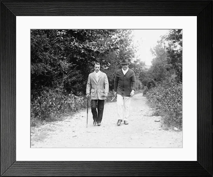 Framed Print : Representative Nicholas Longworth and his brother-in-law and fellow Republican Politician, Theodore Roosevelt Jr. taking a walk in the country. 1921