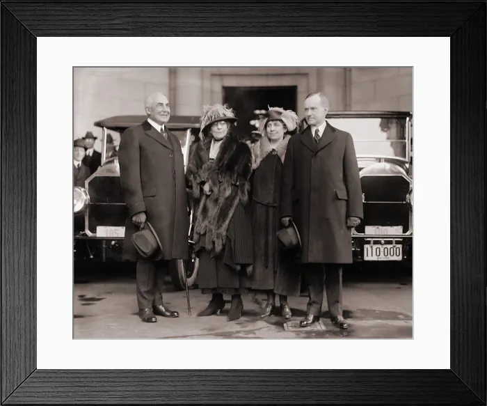 Framed Print : President-elect and Mrs. Harding, with Vice President-elect and Mrs. Coolidge, at Union Station, on their arrival for the inauguration. March 1921