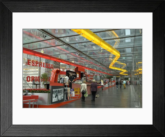 Framed Print : AUSTRIA. Vienna. Gasometer City, old gasometers (1896-1899) transformed into a complex of shops and apartments (1999-2001). Caf Framed Print : AUSTRIA. Vienna. Gasometer City, old gasometers (1896-1899) transformed into a complex of shops and apartments (1999-2001). Caf