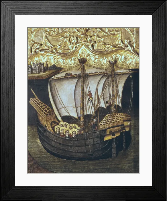 Framed Print : REIXAC, Joan (15th century). Altarpiece of St. 1468. Left upper detail: a boat. International gothic. Tempera on wood. SPAIN. Barcelona. National Art Museum of Catalonia. - P
