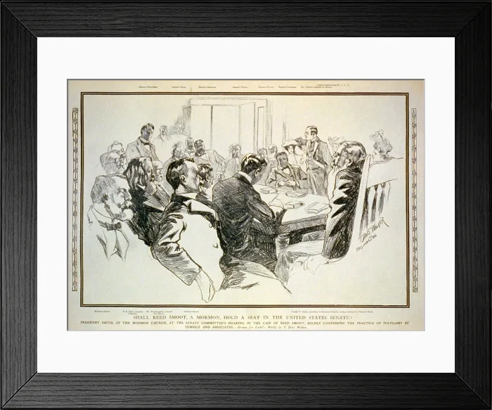 Framed Print : Senate Committee's 1904 hearing in the case of Reed Smoot, hearing testimony Church President Joseph F