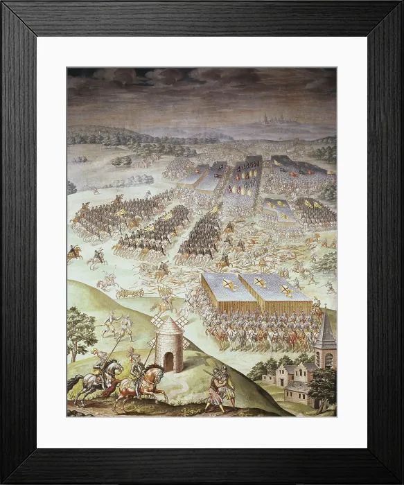 Framed Print : CASTELLO, Fabrizio (1562-1617). Battle of St. Quentin. 1590-1591. SPAIN. San Lorenzo de El Escorial. Royal Monastery of San Lorenzo de El Escorial