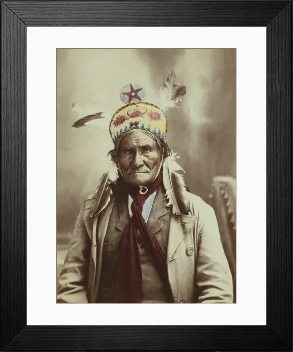 Framed Print : Geronimo (1829-1909), Chiricahua Apache warrior, 1903 portrait by J.W. Collins Framed Print : Geronimo (1829-1909), Chiricahua Apache warrior, 1903 portrait by J.W. Collins