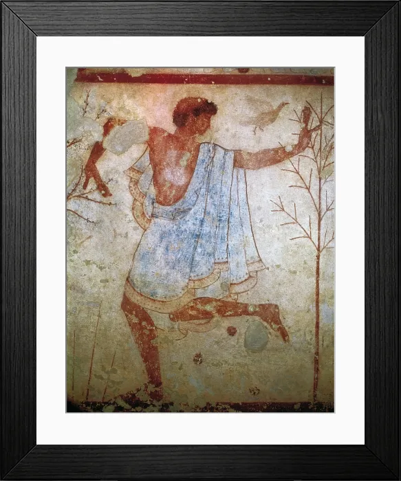 Framed Print : Dancer. Detail of a banquet scene. Etruscan art. Fresco. ITALY. Tarquinia. Museo Archeologico Nazionale di Tarquinia (National Museum of Tarquinia). Proc: ITALY. Tarquinia