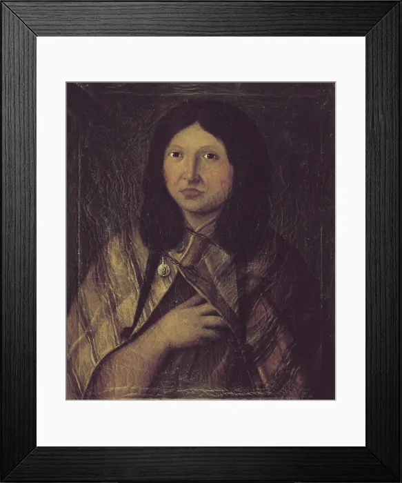 Framed Print : Malaspina expedition. Portrait of a Indian girl form Patagonia, from the sketch by Jose del Pozo. Oil on canvas. SPAIN. Madrid. Navy Museum