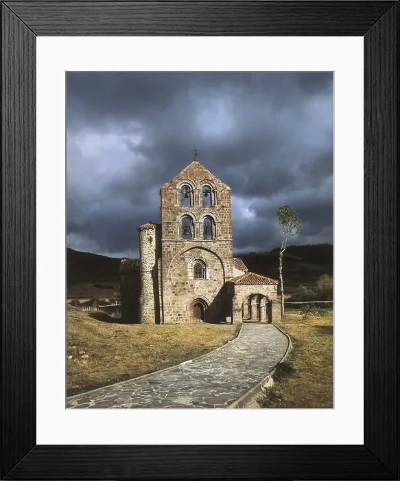 Framed Print : SPAIN. CASTILE AND LEON. PALENCIA. San Salvador de Cantamuda. San Salvador de Cantamuda. Romanesque church, founded in 1123. Romanesque art. Architecture. - J