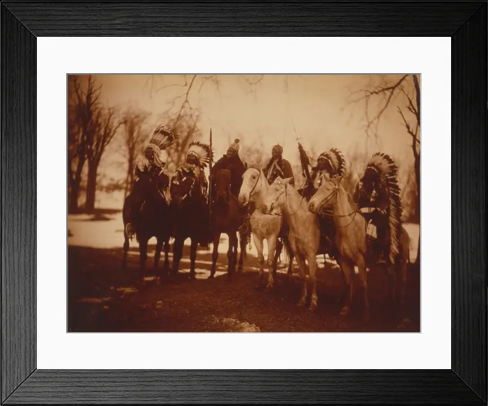 Framed Print : Native American tribal leaders in costume and on horseback